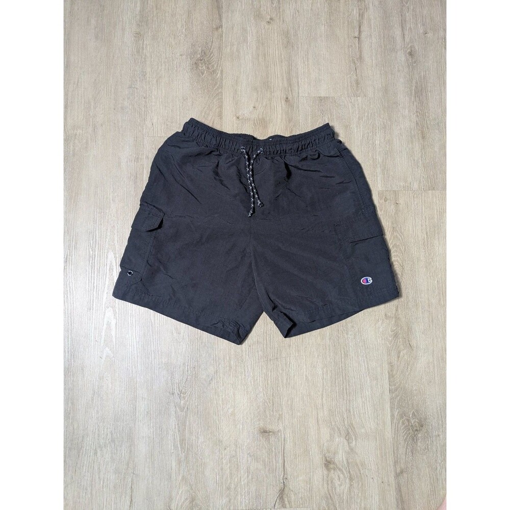 Champion Mens Size M Black Athletic Running Shorts Drawstring waist Side pocket